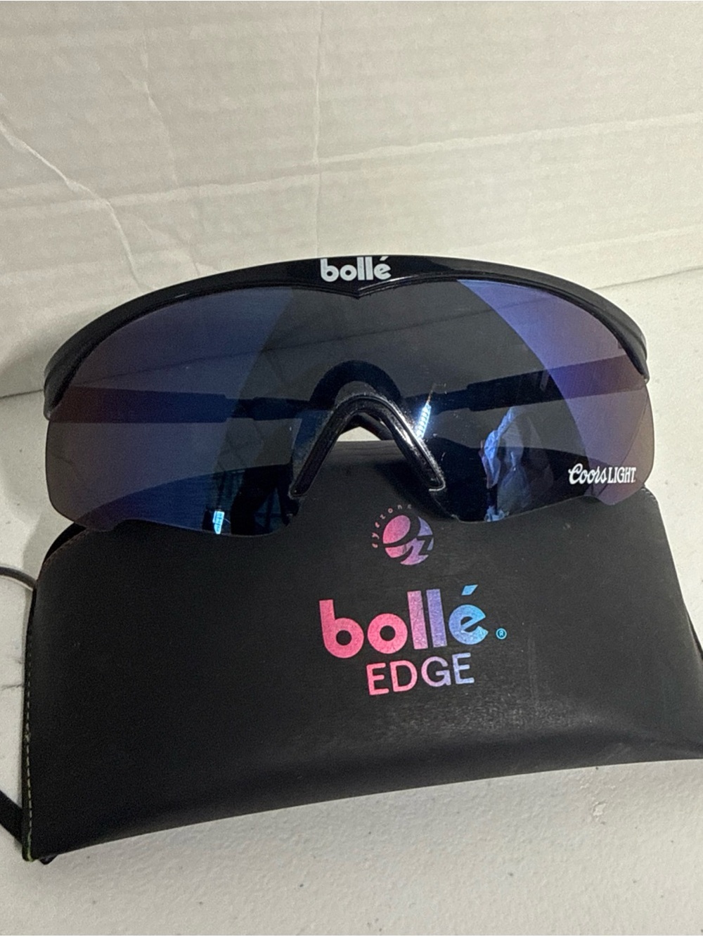bolle Black Sunglasses with Blue Mirrored Lenses